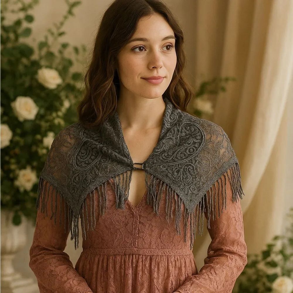 🖤 Crosstree Lane Sheer Triangle Lace Scarf
✨ Magnetic Closure One Size